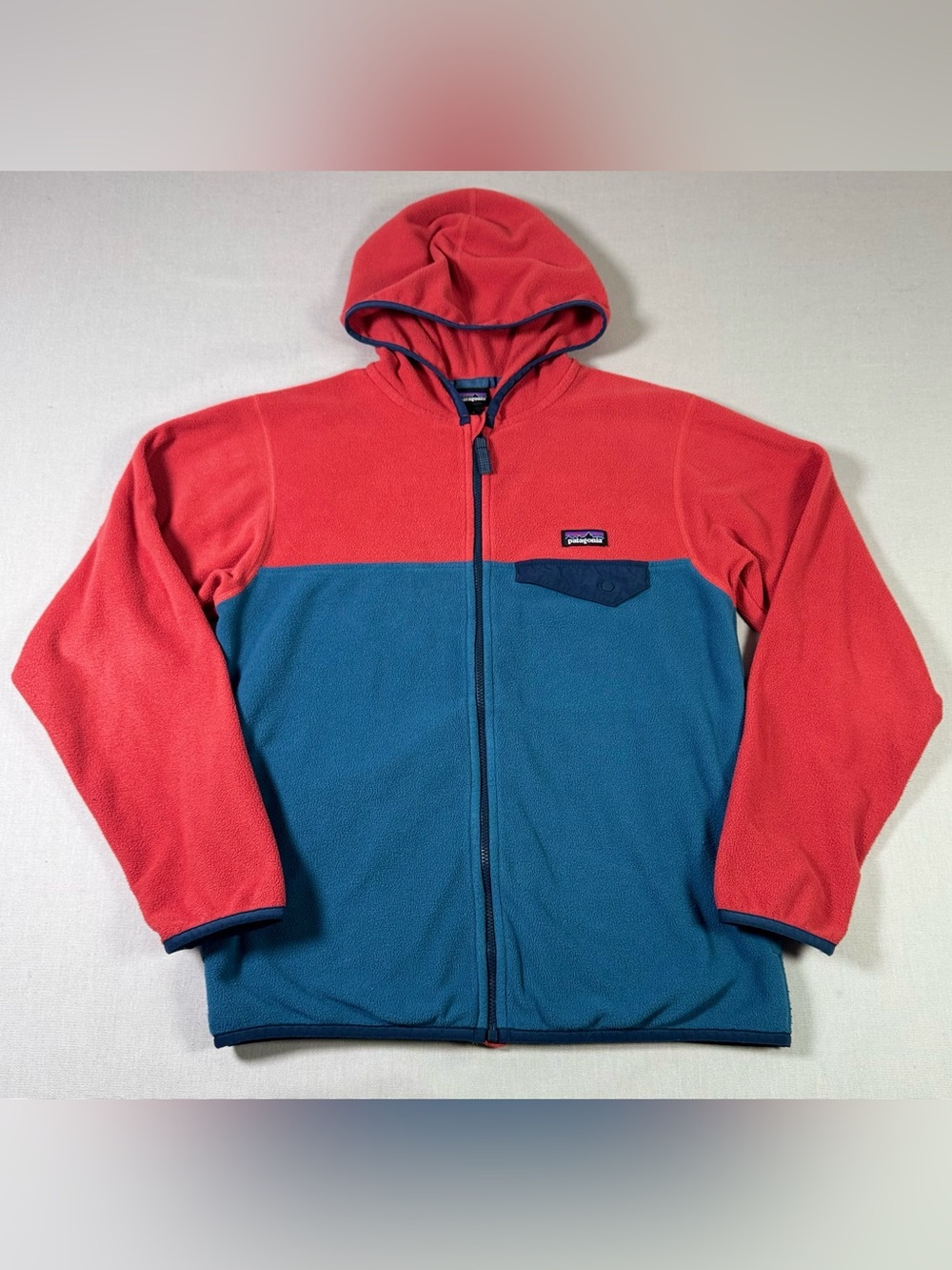 Patagonia Kids' Micro D Snap-T Full Zip Hooded Fleece Jacket Size Large 12